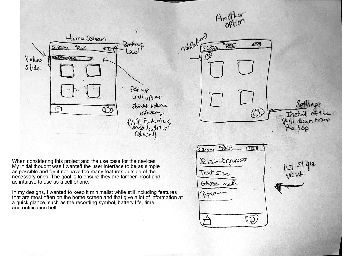 Interface sketches page 2